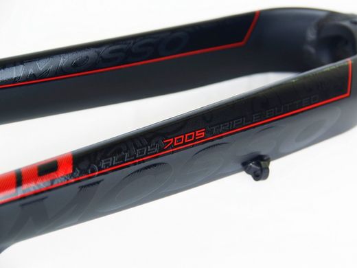 Вилка велосипедная Mosso M6 Ultralight, под Disc, для колёс 26"+27.5"+29", чёрно-красная матовая, шток 1 1/8 купить в Украине