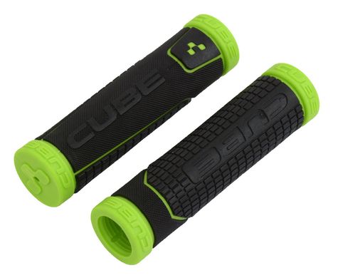 Грипсы Cube Perfomance Grips, чёрно-зелёные, с заглушками, резиновые купить в Украине